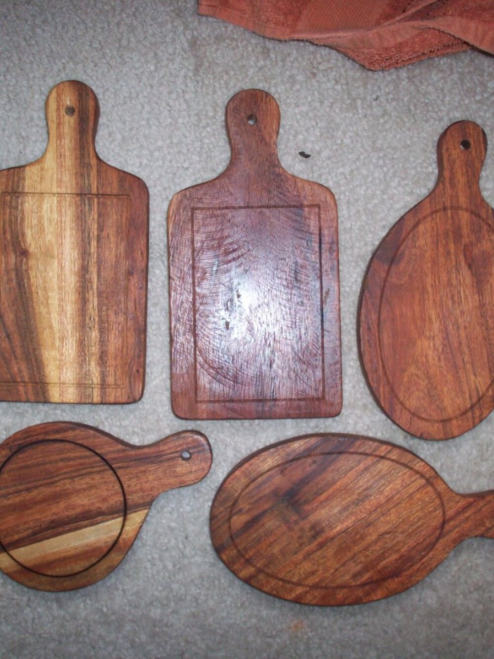 Crofton Mini Dark Wood Cutting Charcuterie Boards Set Of 5 LG Serving 6” And 8”